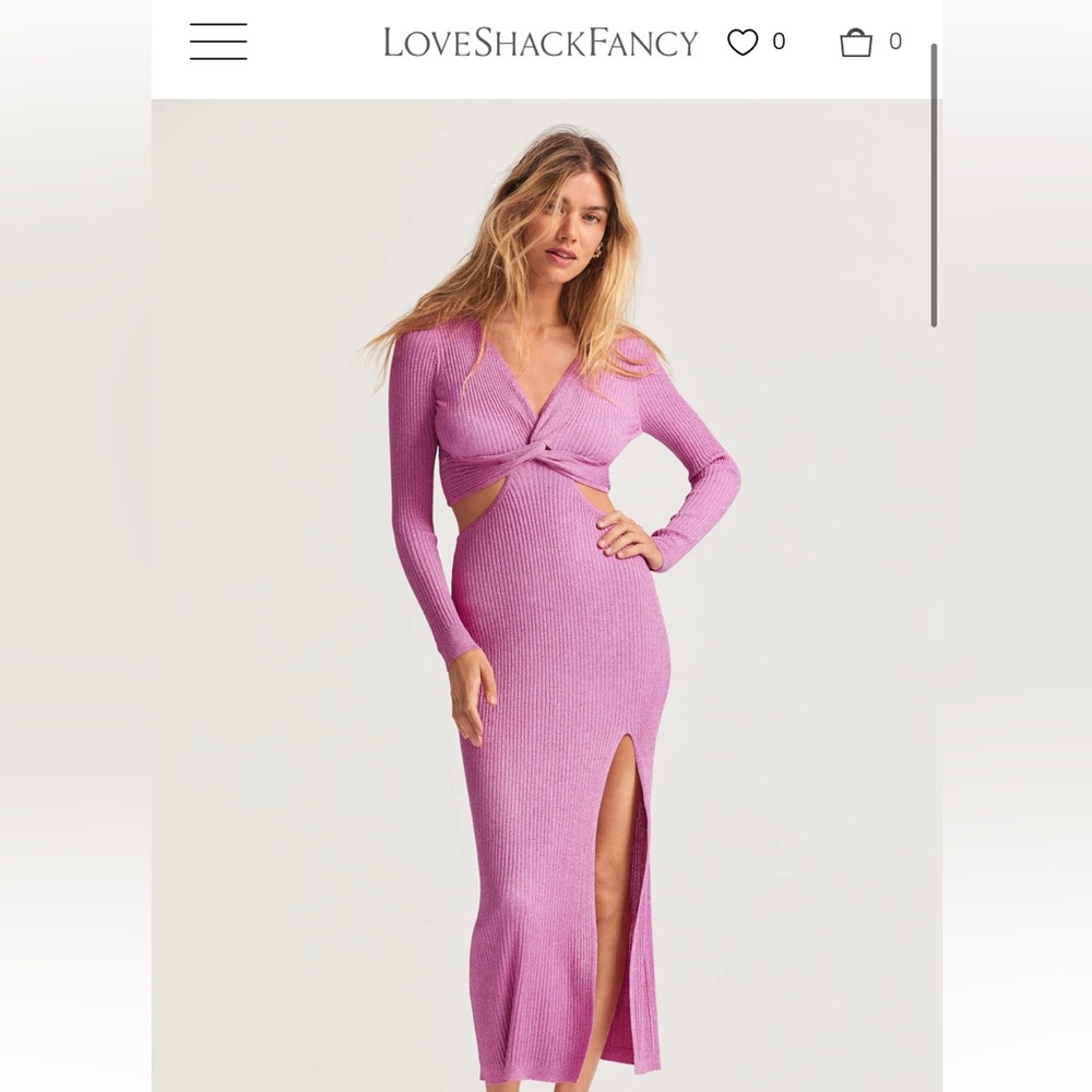 ISO NOT FOR SALE- LoveShackFancy Knit cutout Bernette dress pink Small or XS